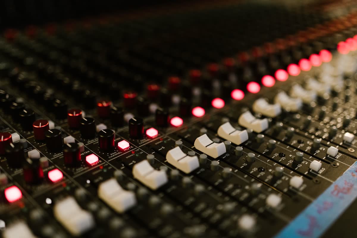 Analog mixing console in a recording studio